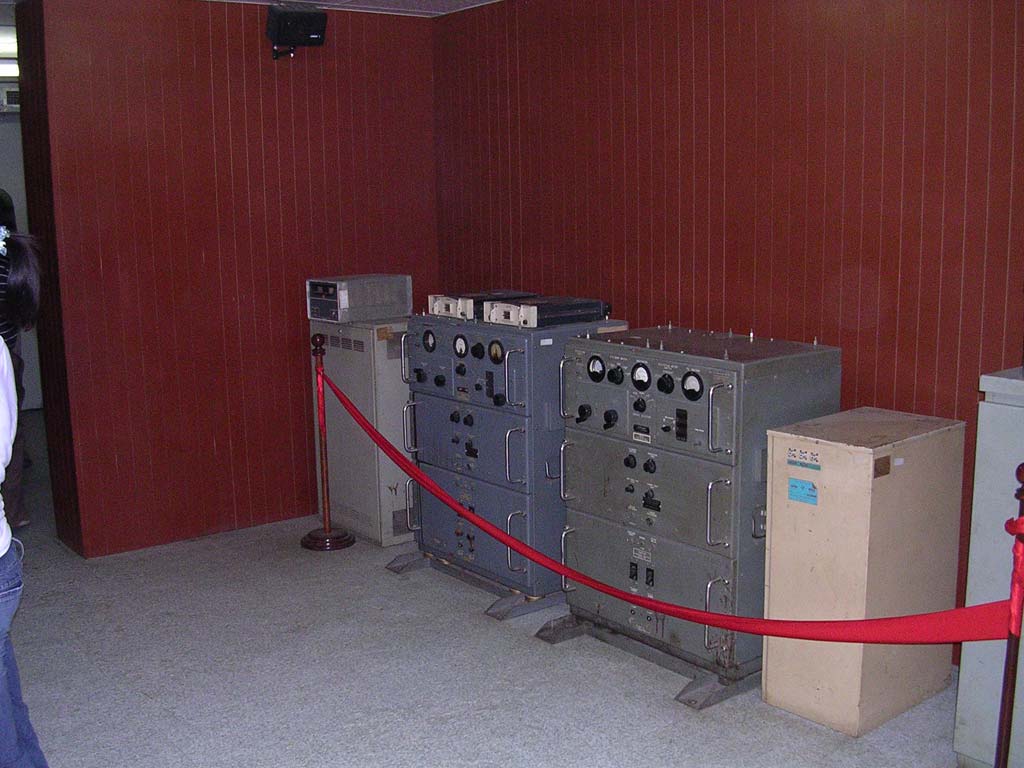 In the basement: the radio room, preserved for posterity