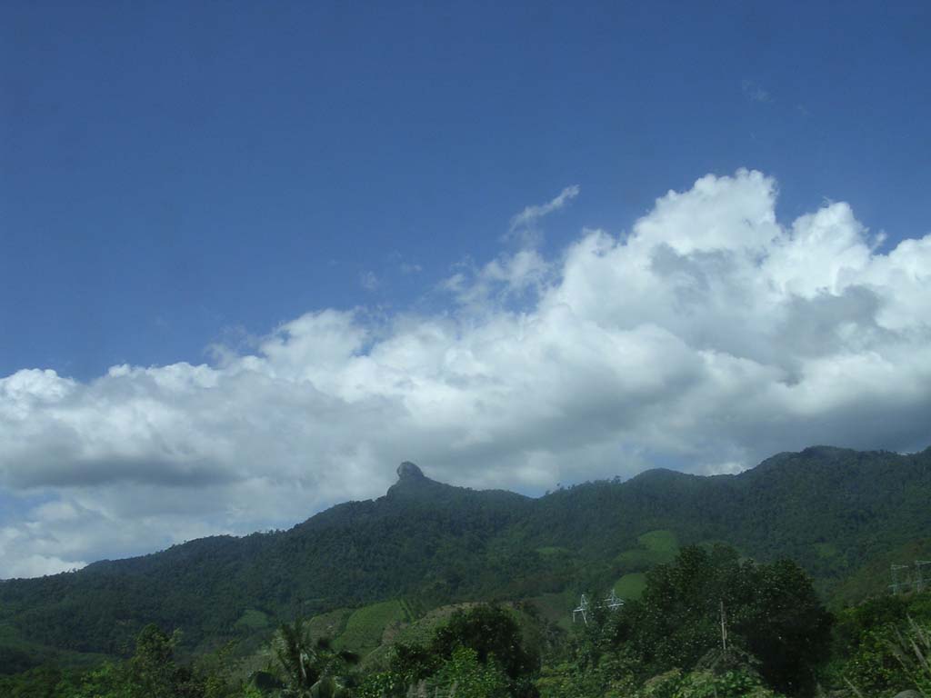 There's that peculiar mountain again, as we set off after lunch
