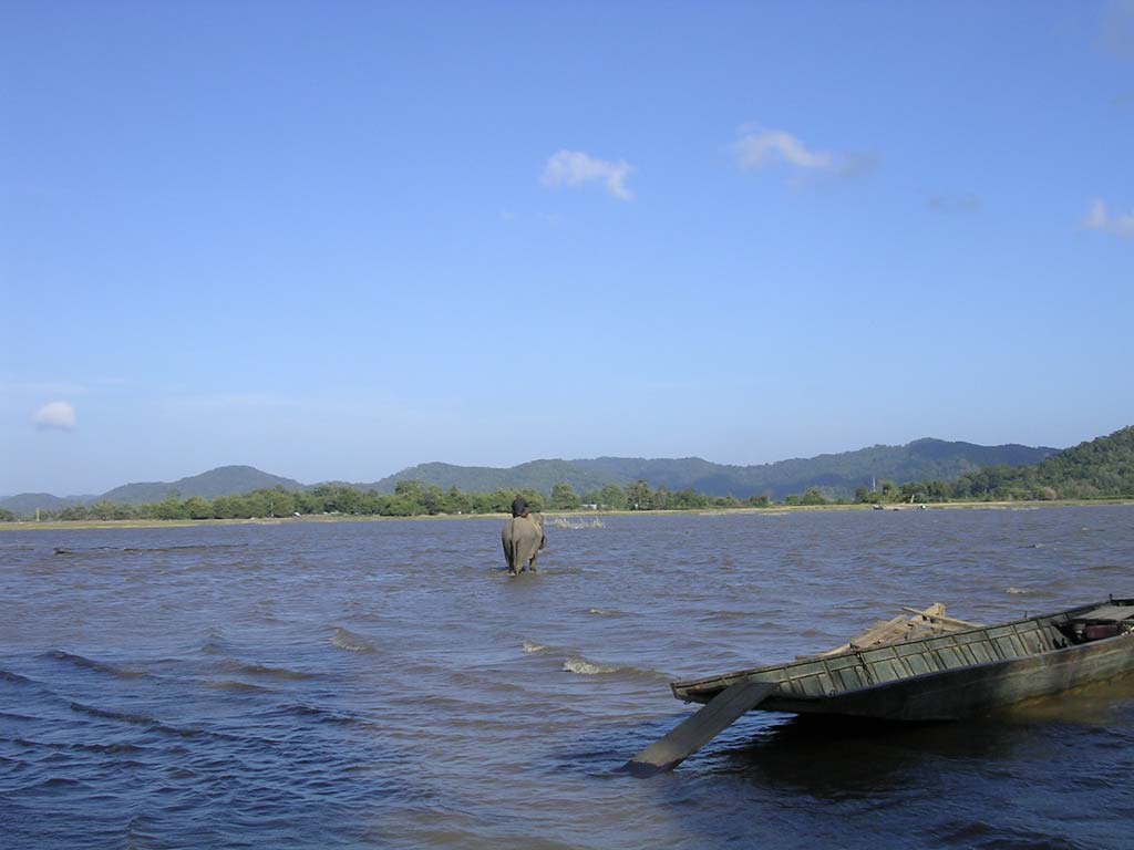 A lone rider sets out across Lak Lake in the Vietnamese Central Highlands