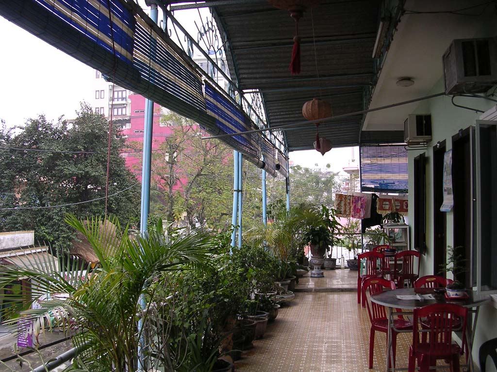 The balcony of the charming Van Xuan guesthouse where we stayed for $6 a night