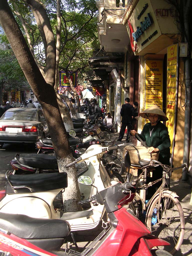 Typical Old Quarter parking arrangements - it's often impossible to walk along the pavement.