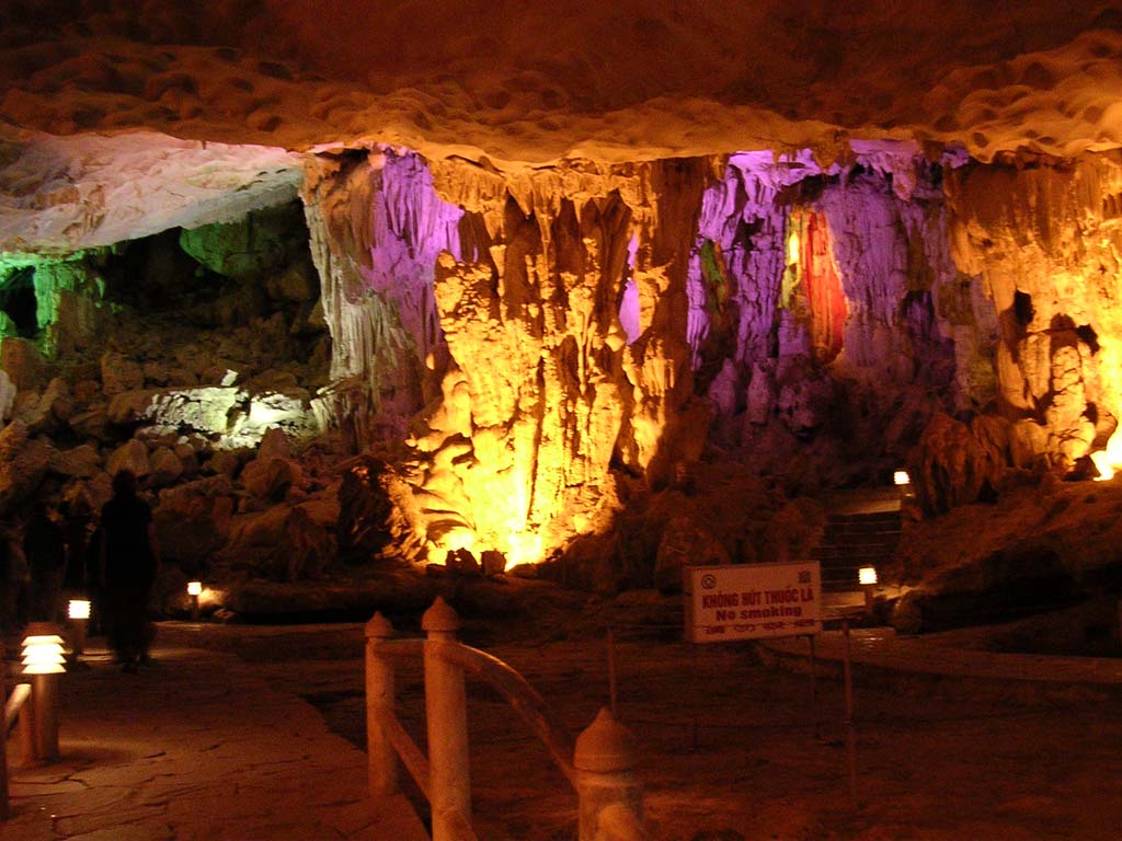 A similar view without flash, so shaky, but gives an idea of the fancy coloured lighting