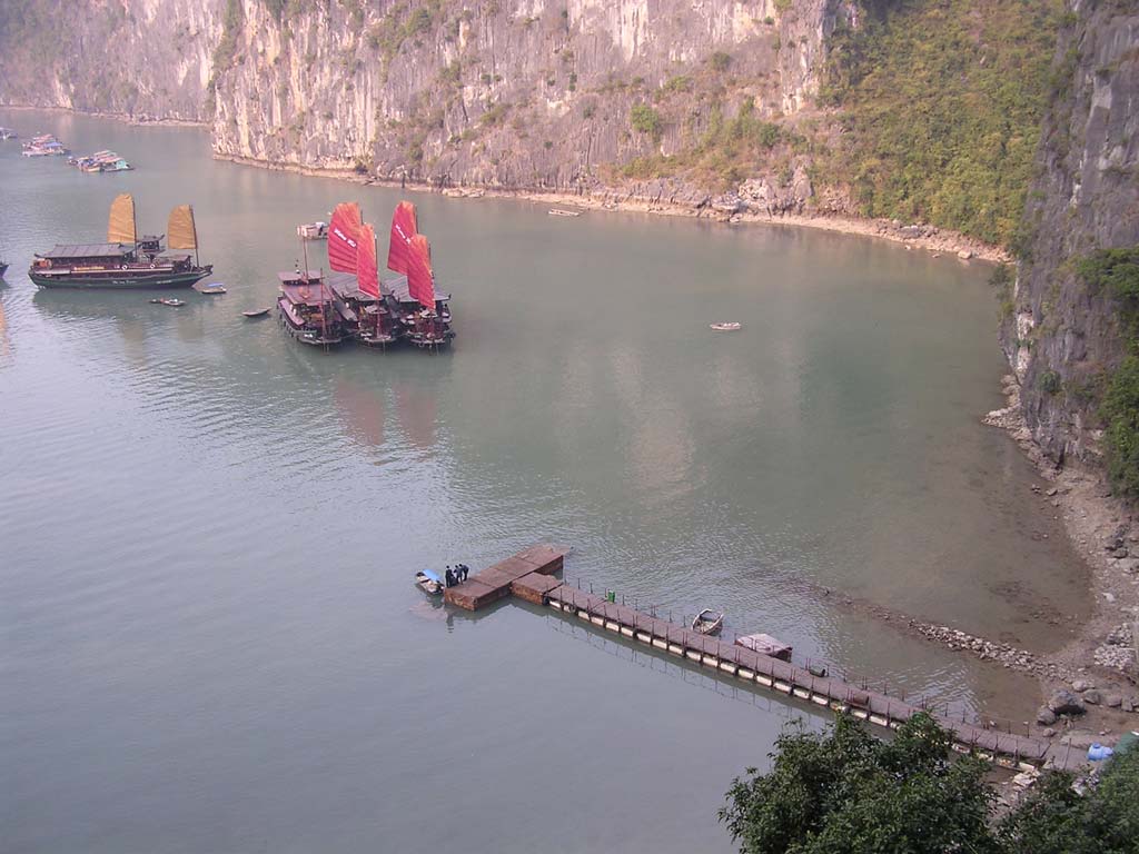 Looking more or less straight down from the cave exit