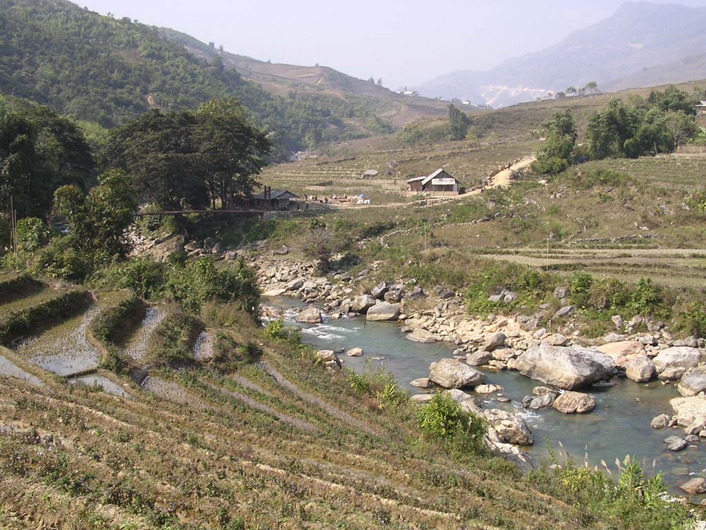 This is where we teetered precariously along the muddy ridge at the front of a terrace.