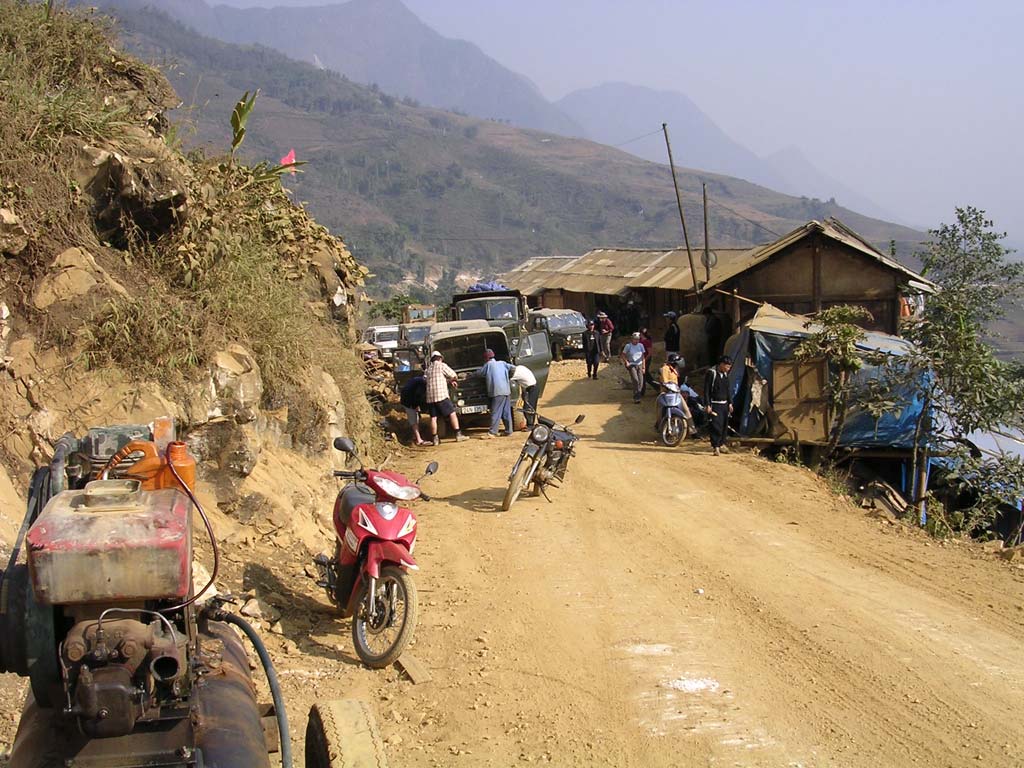 The traffic backed up waiting to get through