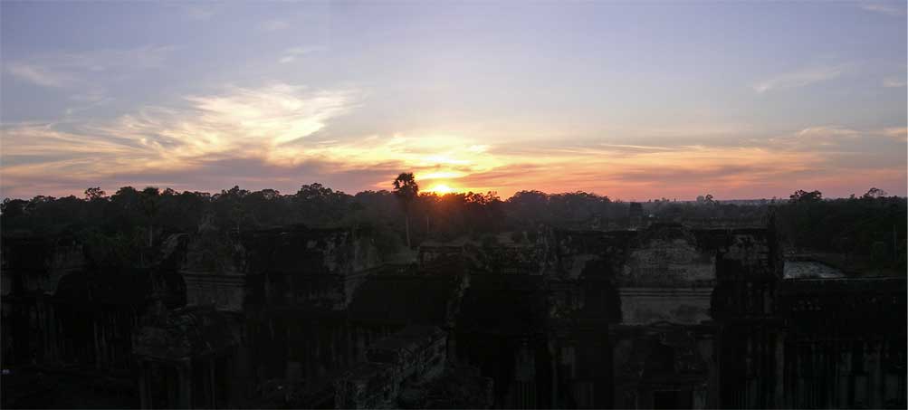 Sunset from the top of Angkor Wat<br />(composite of 2 photographs)