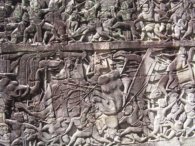 Cambodia: Angkor Thom, the Bayon - detail from the bas-relief