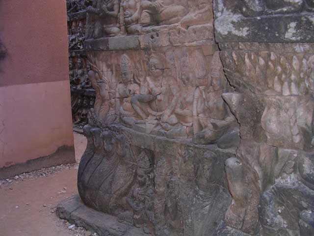 Inner terrace of the Terrace of the Leper King with the <em>naga</em> (serpent) at the foot of the corner