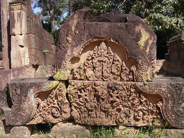 A reconstructed lintel set aside