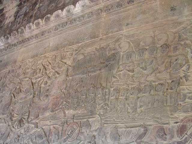 Battle of Kurukshetra: a dead chief lying on a pile of arrows, surrounded by grieving relatives and troops