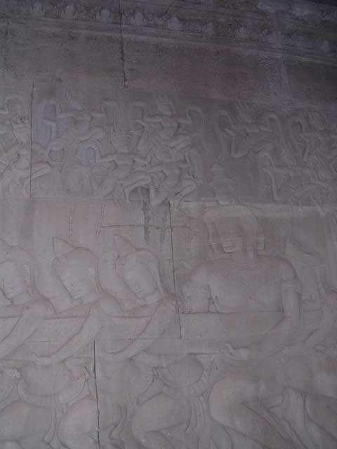 Churning of the Ocean of Milk: more <em>deva</em> with <em>apsara</em> above