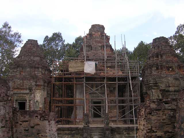 The front row of three brick towers