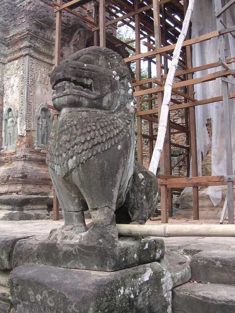 A lion guarding the steps