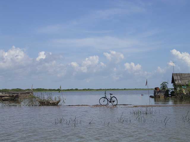 A lone bike at Chong Kneas, on the edge of Tonlé Sap Lake, Cambodia
