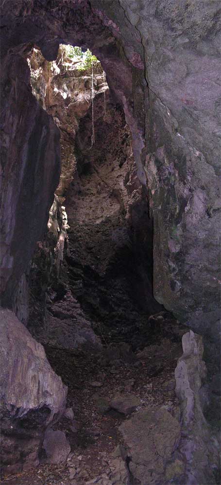 Victims were taken up above and hit over the head so they fell through this hole<br />(composite of 2 photographs)