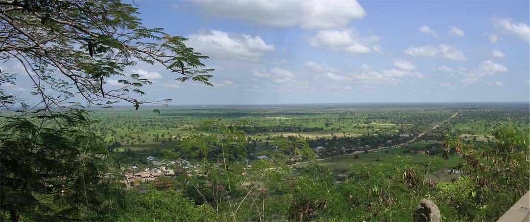 View over the plain, stretching away towards Thailand<br />(composite of 2 photographs)