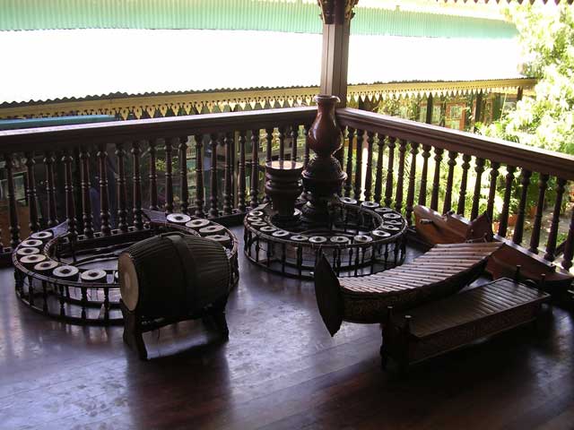 Small collection of musical instruments at the Silver Pagoda, Phnom Penh