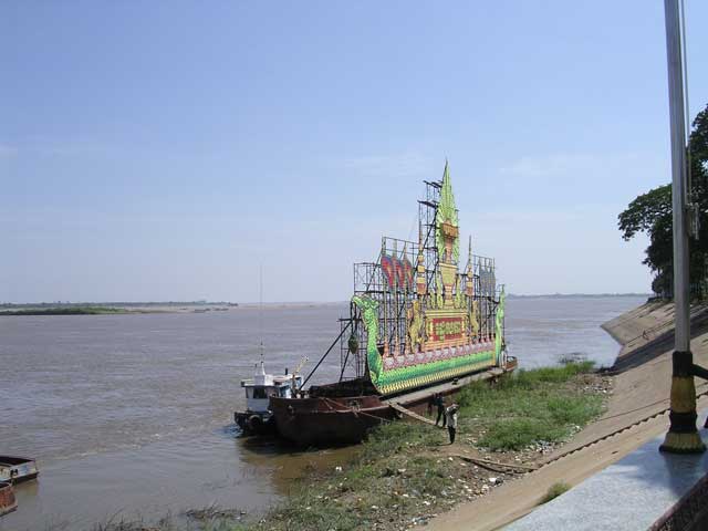 A float being prepared for Phnom Penh's annual Water Festival