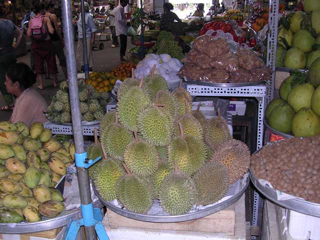 Durian for sale at Can Tho market in the Mekong Delta