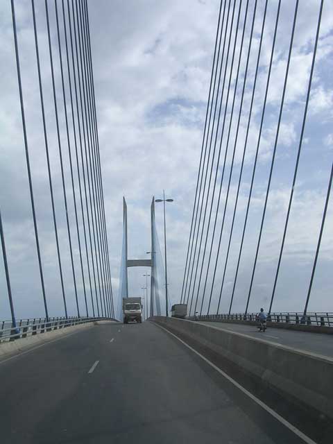 Vietnam: Mekong Delta - bridge over the mighty Mekong (we think)