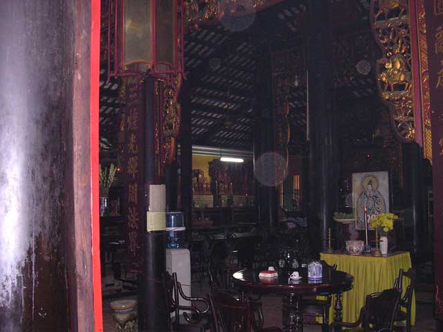 Part of the typically dark interior