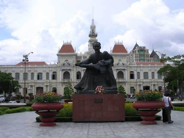 The statue of Uncle Ho in front of City Hall