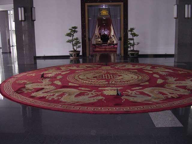 Superb carpet in one of the lobbies, showing the dragon and the phoenix, looking through into...