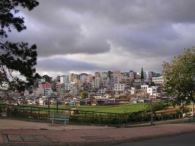 View across Dalat under a stormy sky