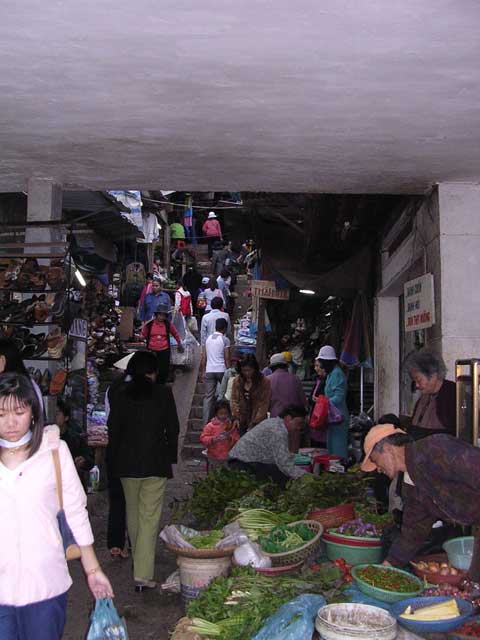 Part of the market area in Dalat, Vietnam