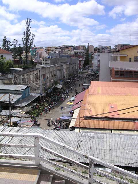 Looking down over the market (the big orangey roof is the main market building)