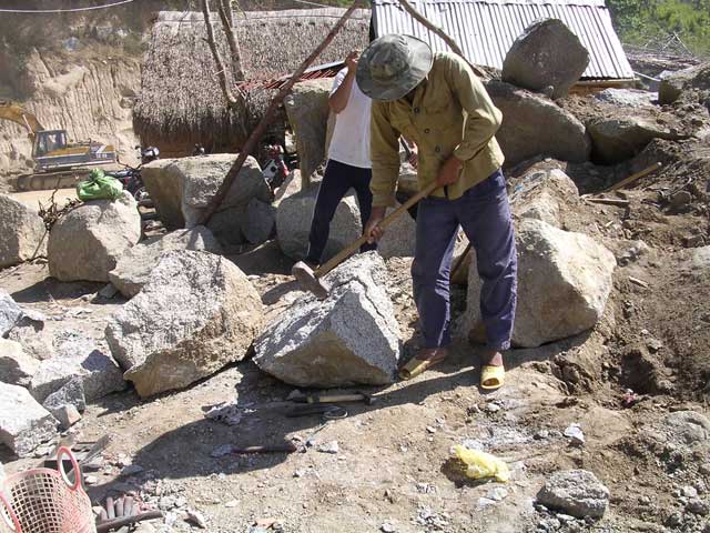 He's making a very clean split through the centre of that piece