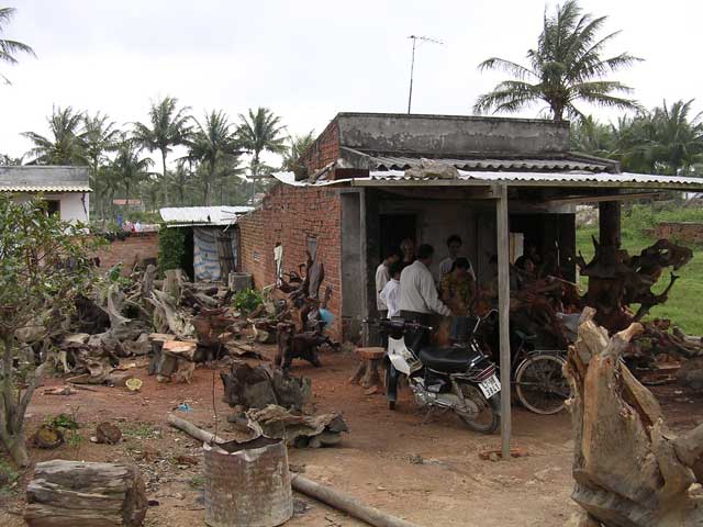 The workshop, with the raw materials waiting outside