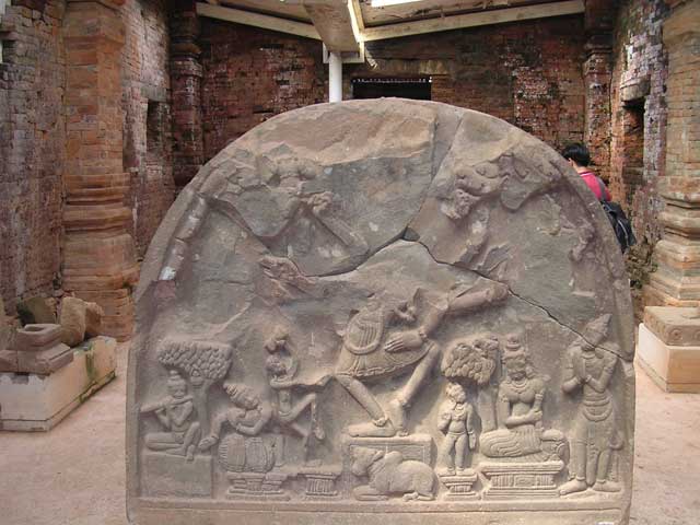 What's left of a carving of an elegant scene