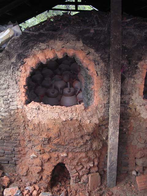 The oven, ready to fire a consignment of teapots