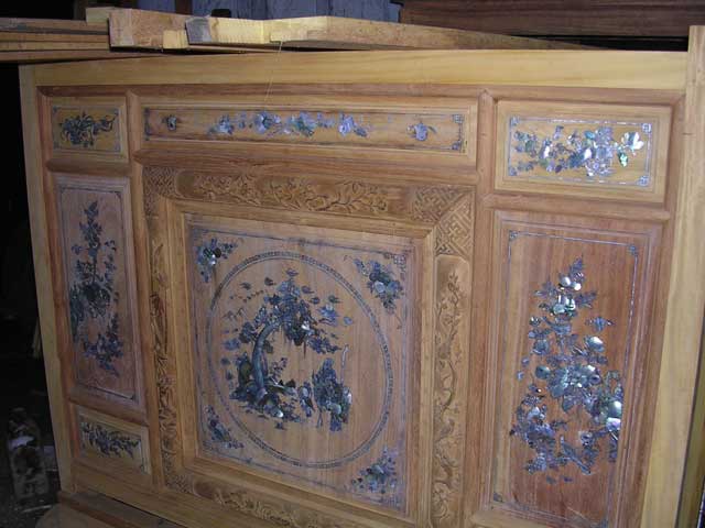 Chest elaborately inlaid with mother of pearl (or possibly a substitute)