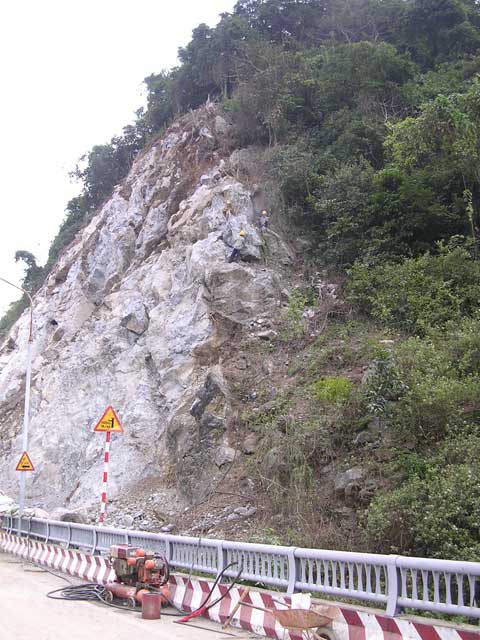 Some sort of maintenance work on the rock
