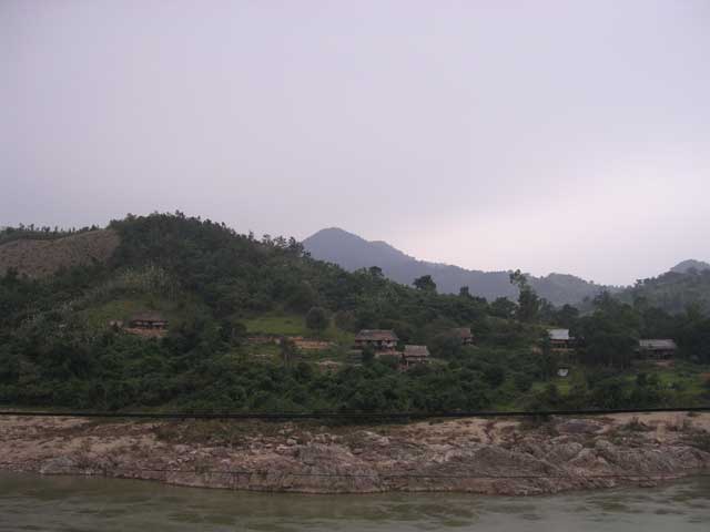 Looking over the Cam Lo river (alongside Highway 9) to a minority village of stilt houses