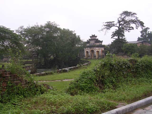 Looking across to an ornamental gate