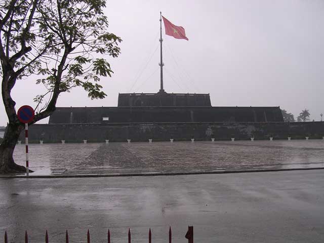 The Flag Tower across the road. At 37 metres, Vietnam's tallest flagpole