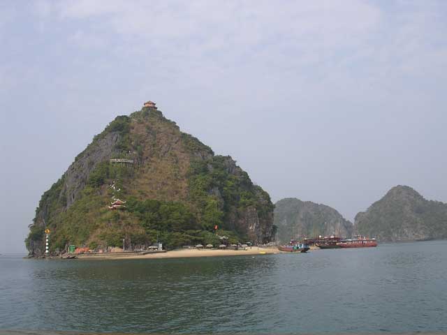 The same island with its beach