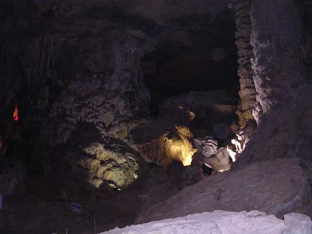 Looking in past the stalagmites