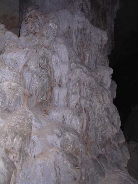 The surface texture of a stalagmite