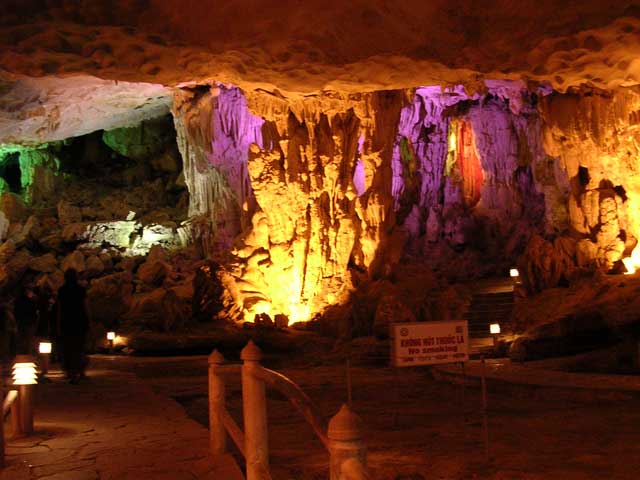 A similar view without flash, so shaky, but gives an idea of the fancy coloured lighting