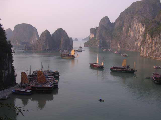 Out at the other end, looking over the bay, with the Dragon's Pearl in the centre