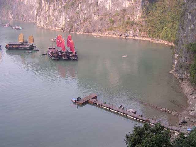 Looking more or less straight down from the cave exit