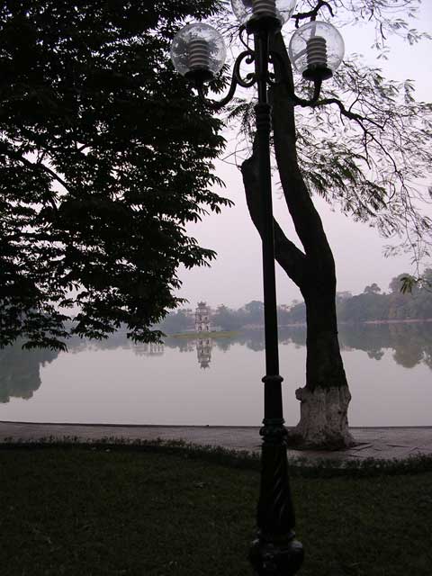 Thap Rua (Tortoise Tower) on an island in the middle of the lake