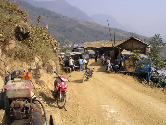 The traffic backed up waiting to get through