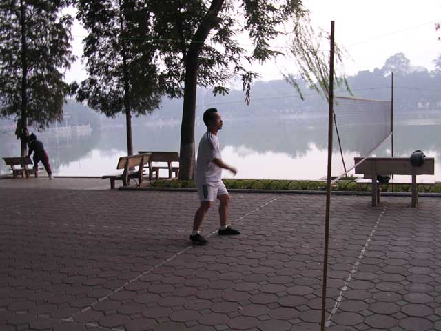 Vietnam: Hanoi - Hoan Kiem Lake: foot badminton!