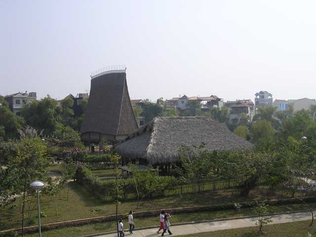 Examples of long houses in the museum grounds