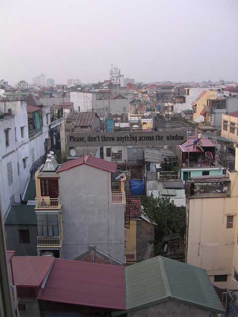 Our hotel window in Hanoi